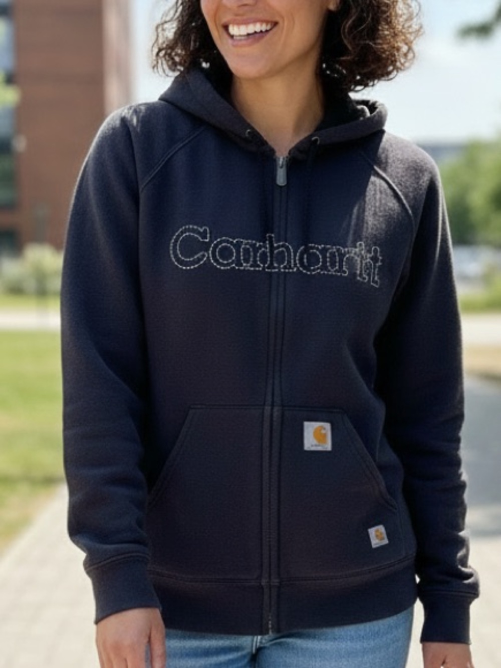 Carhartt Women’s Clarksburg Full-Zip Hoodie Embroidered Logo Fleece Size XS EUC